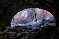 Looking out from under a bridge