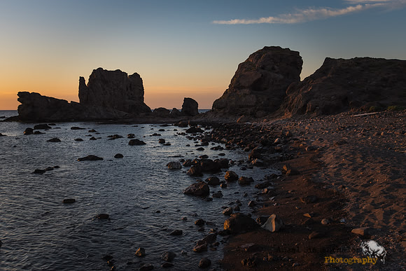 Golden hour on a rugged Mediterranean shore